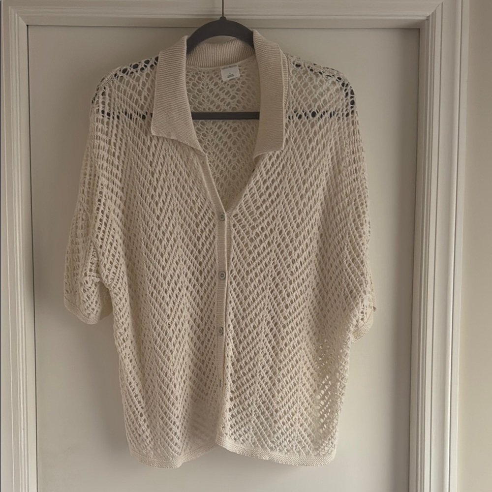 Wild Fable Cream open Knit Button-Up Cardigan